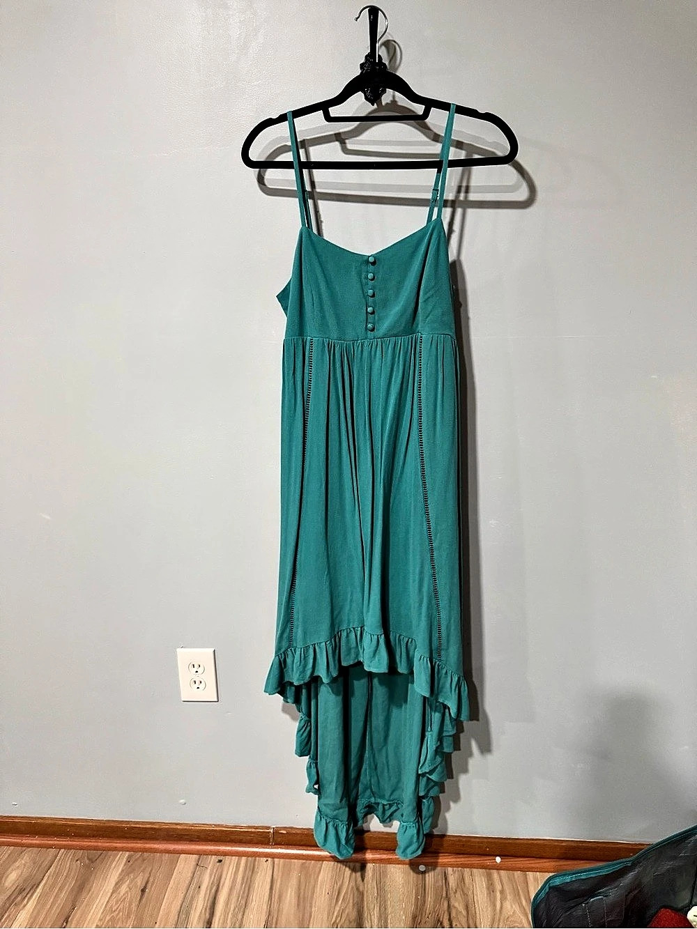 Blue Button Front Maxi Dress